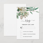 Invitation RSVP Magnolia Eucalyptus Aquarelle Élégante (Devant / Derrière)