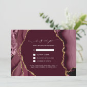 Invitation RSVP Mariage Agate Bourgogne & Or (Debout devant)