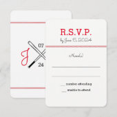 Invitation RSVP Mariage Amour Baseball (Devant / Derrière)