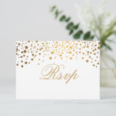 Invitation RSVP Mariage Blanc & Confetti Or Pointillé (Debout devant)