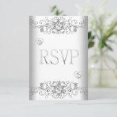 Invitation RSVP Mariage Blanc Pur Cœurs Diamant Blanc (Debout devant)