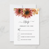 Invitation RSVP Mariage campagnard de Bourgogne de tournesol (Devant)