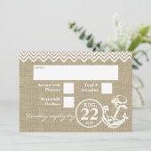 Invitation RSVP mariage Chevron Ancre Nautique (Debout devant)