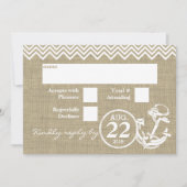 Invitation RSVP mariage Chevron d'ancre nautique (Devant)