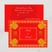 invitation RSVP mariage chinois rouge traditionnel (Devant / Derrière)