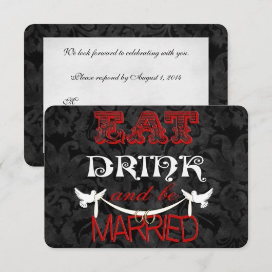 Invitation RSVP Mariage Damassé (Devant / Derrière)