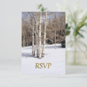 Invitation RSVP Mariage d'Hiver Aspen Arbres dans la Neige (Debout devant)