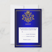Invitation RSVP Mariage Elegant Royal Blue Gold Jewel 2 (Dos)