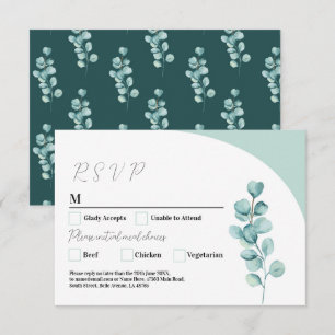 Invitation RSVP Mariage Eucalyptus Feuilles Vert Simple
