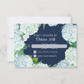 Invitation RSVP Mariage Fleur Hydrangea Blanc Bleu Marine (Devant)