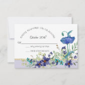 Invitation RSVP Mariage Fleurs Aquarelle Bleu Lavande Pavot (Devant)