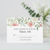 Invitation RSVP Mariage Fleurs de Rosier Blanches Feuillage F (Debout devant)