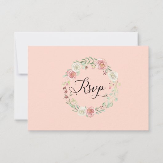 Invitation RSVP Mariage Fleurs de Rosier Blanches Feuillage F (Dos)