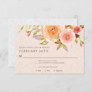 Invitation RSVP Mariage Floral Blush Rose Aquarelle Folio