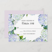 Invitation RSVP Mariage Floral Lilac n Hydrangeas blancs (Devant / Derrière)