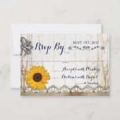 Invitation RSVP Mariage Floral Tournesol Bois Blanc Rustique (Devant)