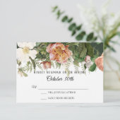 Invitation RSVP Mariage Forest Blush Ivory Rose Peony Ferns (Debout devant)