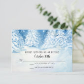 Invitation RSVP Mariage Forêt Hivernale Arbres enneigés Aquar (Debout devant)
