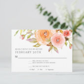 Invitation RSVP Mariage Moderne Aquarelle Fleur de Pêche Dama (Debout devant)