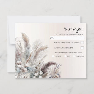 Invitation RSVP Mariage Plumes Florales Bohèmes Terriennes