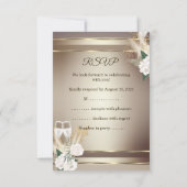 Invitation RSVP Mariage Rose blanche Champagne Or Bronze (Dos)