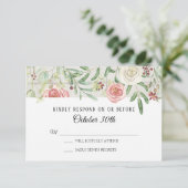 Invitation RSVP Mariage Rose Ivoire Blush Planche En Bois Rus (Debout devant)