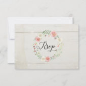 Invitation RSVP Mariage Rose Ivoire Blush Planche En Bois Rus (Dos)