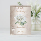 Invitation RSVP Mariage Rose Marbrée Crème Blanc Champagne (Debout devant)
