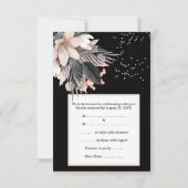 Invitation RSVP Mariage Rose Pêche Rose Charbon Floral (Dos)