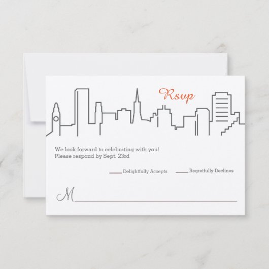 Invitation RSVP Mariage Silhouette San Francisco (Devant)