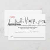 Invitation RSVP Mariage sur la ligne d'horizon de Portland (Devant / Derrière)
