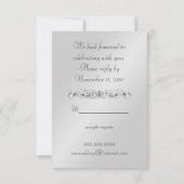 Invitation RSVP Mascarade d'Argent Bijou Bleu (Dos)