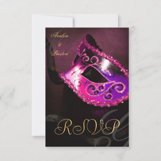 Invitation RSVP Masque de Bal Masqué Tourbillon Ro (Devant)