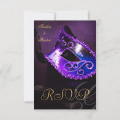 Invitation RSVP Masquerade Masque Swirl Violet (Devant)