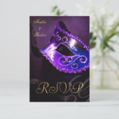 Invitation RSVP Masquerade Masque Swirl Violet (Debout devant)