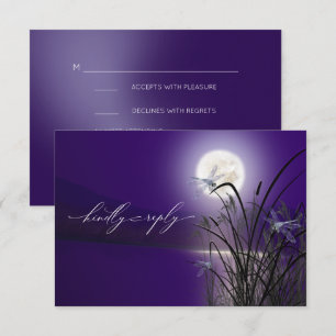 Invitation RSVP Menu Pleine lune d'méthyste Étanche de libell
