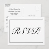 Invitation RSVP minimaliste moderne blanc noir (Devant / Derrière)