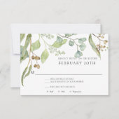 Invitation RSVP Moderne Simple Aquarelle Eucalyptus Mariage (Devant)