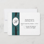 Invitation RSVP monogramme avec ruban (Devant)