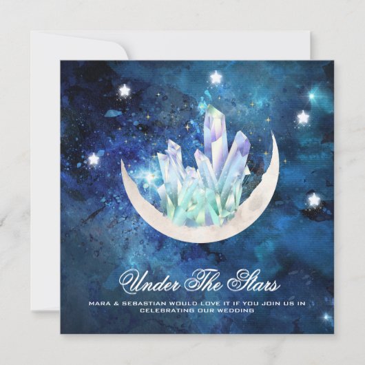 Invitation *~* RSVP MOON STARS CRYSTAL AR14 Mariage de site W (Devant)