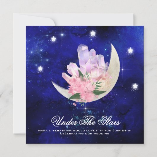 Invitation *~* RSVP Moon Stars Crystal SITE WEB AR14 Mariage (Devant)