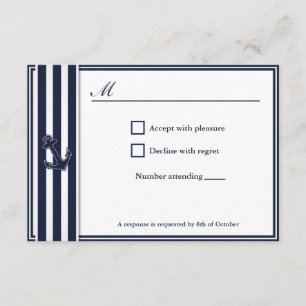 Invitation RSVP Nautical Navy Blue Swallows