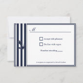 Invitation RSVP Nautical Navy Blue Swallows (Devant)