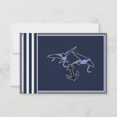 Invitation RSVP Nautical Navy Blue Swallows (Dos)