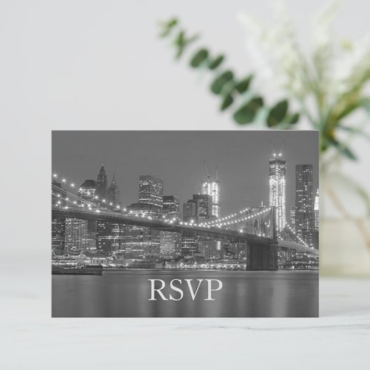 Invitation RSVP - New York City Skyline Mariage Brooklyn RSVP (Debout devant)