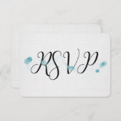 Invitation RSVP noir avec fleurs sur lin (Devant / Derrière)