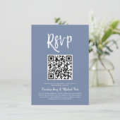 Invitation RSVP par code QR | Style de script bleu pigeon RSV (Debout devant)