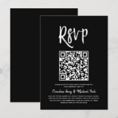 Invitation RSVP par code QR | Style de script noir solide RSV (Devant / Derrière)