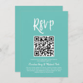 Invitation RSVP par code QR | Style de script vert de la ment (Devant / Derrière)