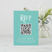 Invitation RSVP par code QR | Style de script vert de la ment (Debout devant)